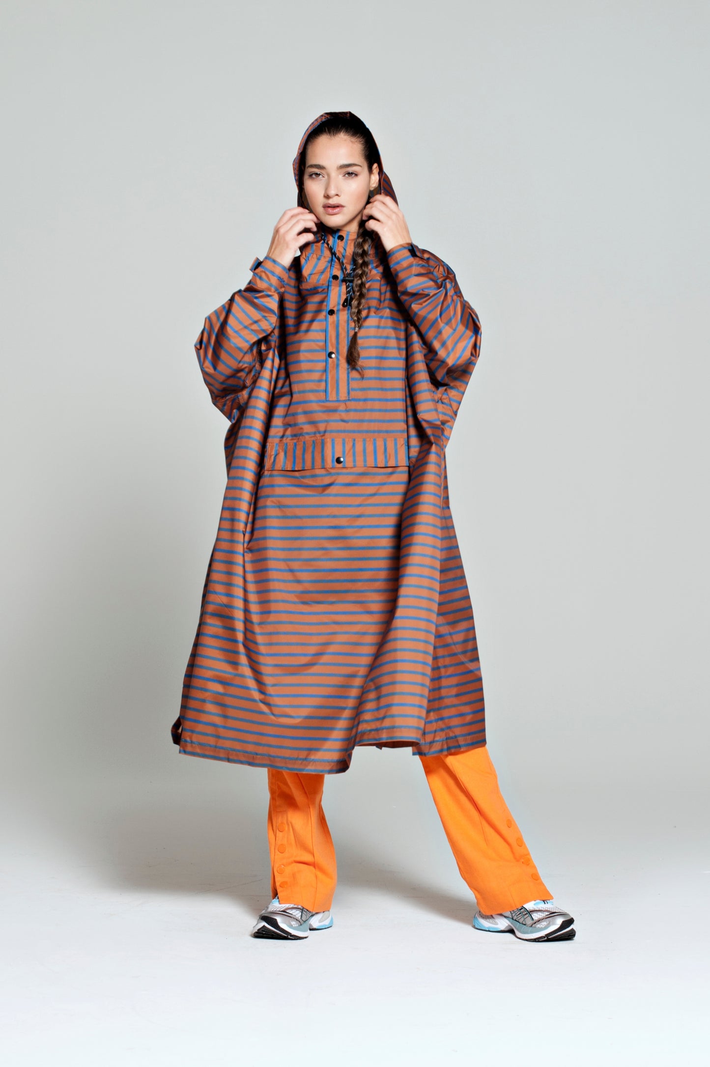 Rain Poncho - Breton Brown Blue