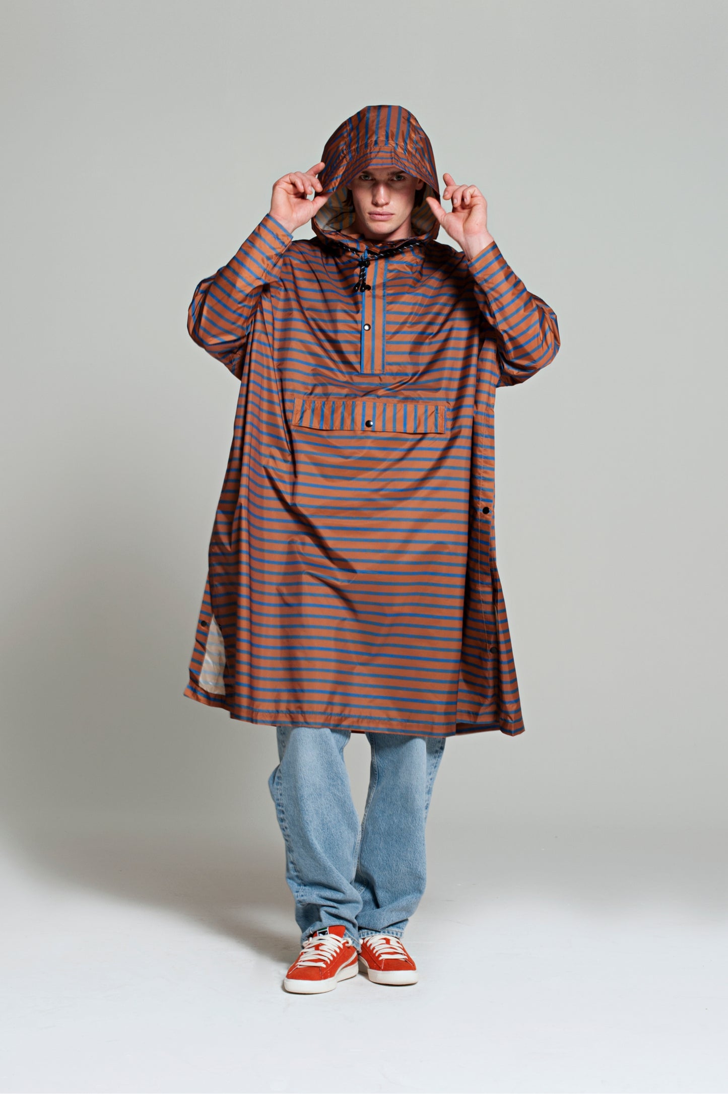 Rain Poncho - Breton Brown Blue