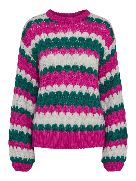 YASBUBBA Knit Pullover  Fuchsia Fedora Fir/Birch